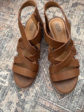 a.n.a Brown Multi-Strap Slingback Sandals
